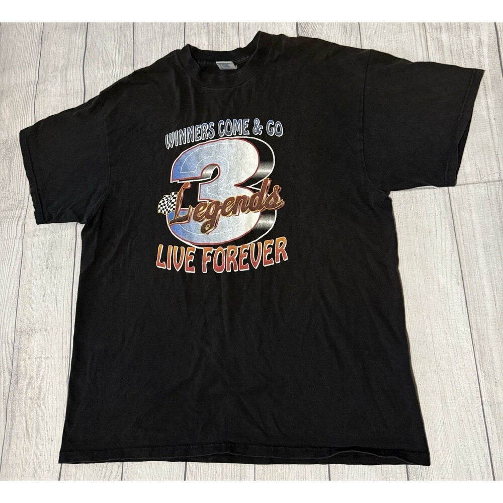 Vintage Dale Earnhardt #3 Nascar Graphic T-Shirt XL Legends Live Forever Black